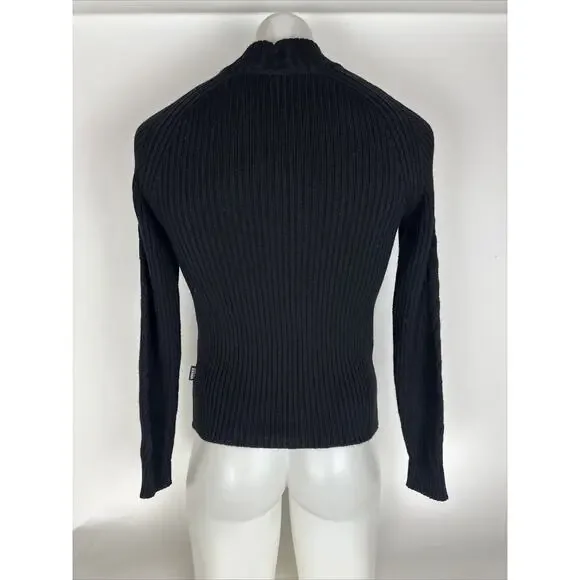 Versace Black Argyle Ribbed Knit Sweater Pullover Women Size M - Picture 4 of 8
